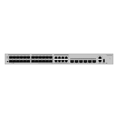 Switch Empresarial Core Gigabit Administrable  Capa 3 / 24 puertos 1GE SFP ( Combo con 8 Puertos 10/100/1000 Mbps) / 4 Puertos 10GE SFP+ Uplink / 2 Puertos 10GE SFP+ (Stack) / ERPS / Ruteo Dinámico