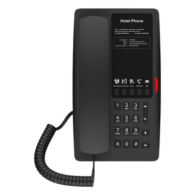Teléfono IP Hotelero Wi-Fi 6 / 2 Líneas SIP / Doble Banda 2.4/5 GHz / 5 Teclas Programables / Puerto USB-A / PoE 802.3af / Diseño Negro
