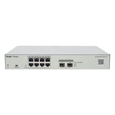 Switch Administrable PoE Capa 2 con 8 puertos Gigabit PoE 802.3af/at + 2 SFP para fibra 1Gb, gestión gratuita desde la nube, 125w