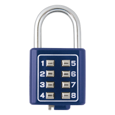 Candado Digital de Combinación M35 / No Requiere Llave / Combinación única integrada por 4 dígitos / Color Azul.