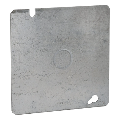 Tapa Cuadrada Plana de  Acero Galvanizado con Entrada de 1/2\"  para Caja de 4 11/16\".