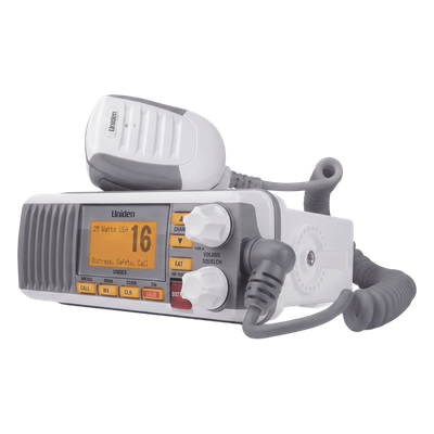 Radio Móvil Marino VHF / 25W / IPX4 / DSC Clase D con GPS / Pantalla LCD / Blanco