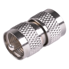 Adaptador RF Coaxial / UHF Macho a UHF Macho / Barril en Línea / Cuerpo Bronce Niquelado / Aislante Teflón