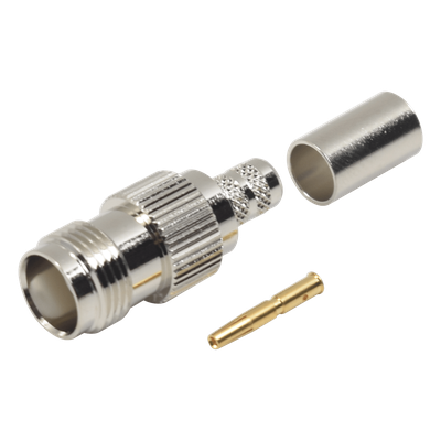 Conector RF Coaxial / TNC Hembra / Anillo Plegable / Cables RG-8/X, LMR-240 / Níquel-Oro-Delrin