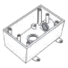 Caja Condulet / 3/4\" (19.05 mm) / Dos Bocas / Aluminio Diecast / Intemperie / Volumen 303.4 cm³