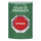 Botón de Salida de Emergencia / Texto en Español / Acción Mantenida / LED de Iluminación / Cubierta Transparente / UL cUL ADA