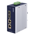 Convertidor de Medios Industrial / 2 SFP 100/1000X / 2 RJ45 10/100/1000T / PoE++ 802.3bt / 95W por puerto / -40 a 75 °C / IP30 / 12-56V CC