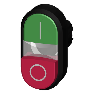 Botón doble tipo domino de plástico 3SU10003BB420AK0, son holder ni bloque de contactos, color Verde/Rojo