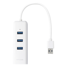 Adaptador de red / USB 3.0 a RJ45 / 3 puertos USB 3.0 / Gigabit Ethernet / 96x23x31 mm