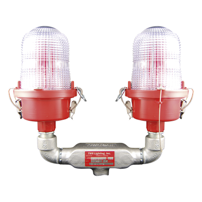Lámpara de Obstrucción Roja Certificada/ Luz Fija Tipo L-810 Doble LED/ 120 - 240 Vca/ Luz Infraroja