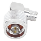 Conector Coaxial N Macho / Ángulo Recto / Anillo Plegable / Cables LMR-400 y Equivalentes / Cuerpo Bronce Plateado / Contacto Oro / Aislante Teflón