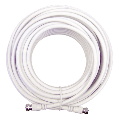 Jumper Coaxial con Cable Tipo RG-6 en Color Blanco de 6.09 Metros (20 Pies) de Longitud y Conectores F Macho en Ambos Extremos. 75 Ohm de Impedancia.