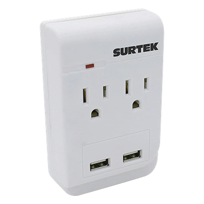 Multicontacto de ABS con 2 contactos aterrizados  y 2 puertos USB.