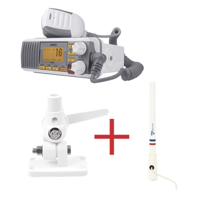 Kit de radio UM385 | mas antena marina de fibra de vidrio TX-5206-SYS y soporte para antena 4186