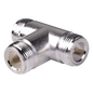 Adaptador en T, Triple Conectores N Hembra, Plata/ Oro/ Teflón.