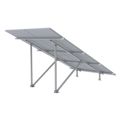 Montaje para Panel Solar / Arreglo 2x2 / Riel 5 de 2700 mm / Módulos 30-35 mm / Viento 151 km/h (93.8 mph) / Inclinación 25°
