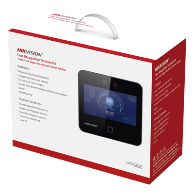 Kit de Control de Acceso TODO INCLUIDO con Lector de Rostros, QRs y Tarjetas / 1,500 rostros / Compatible con App HIKConnect /Incluye Electroimán  Botón de Salida y Montajes Z y L para imán / HIK-I
