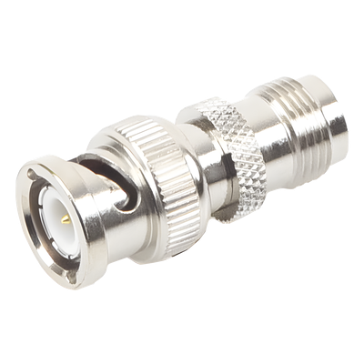 Adaptador en Línea de Conector TNC Hembra a BNC Macho, Níquel/ Oro/ Teflón.