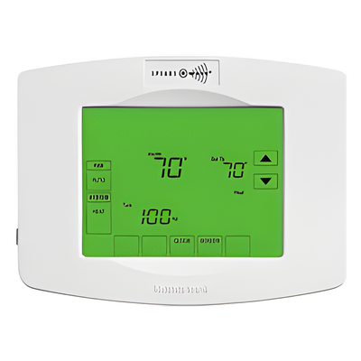 Termostato inteligente Z-Wave con programación de 7 días y hasta 4 periodos diarios, compatible con paneles Honeywell Vista y Lynx Touch vía Total Connect