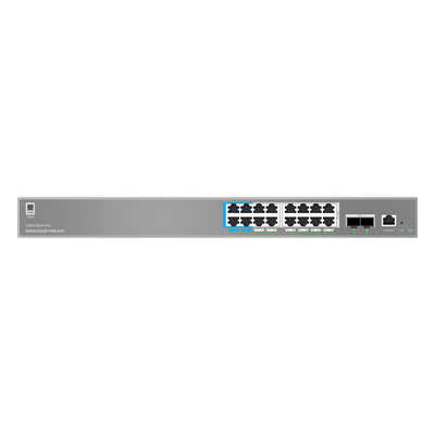 Switch de Red Empresarial L2++ / Serie GWN7800 Pro / 16 Puertos Gigabit PoE 250W / 2 Puertos SFP+ / Gestión Cloud GDMS / VLAN 4K / QoS Avanzado / Seguridad Integral