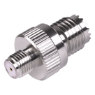 Adaptador RF Coaxial / Mini-UHF Hembra a SMA Hembra / Montaje en Línea / Cuerpo Bronce Niquelado / Contacto Oro / Aislante Teflón