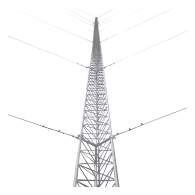 Kit de Torre Arriostrada de Piso de 57 m Altura con Tramo STZ45G Galvanizado por Inmersión en Caliente. (No incluye retenida).