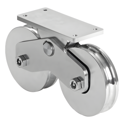 Rueda Doble de 12 cm / Capacidad Para Puertas de hasta 1200 kg / Canal Tipo \"U\"