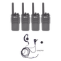 Kit de Radios UHF / 400-470 MHz / 5W / 16 Canales / 4 Unidades con Manos Libres