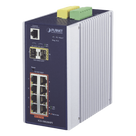 Switch Industrial Administrable Capa 2 / 8 Puertos PoE Gigabit 802.3af/at / 2 Puertos SFP 1/2.5G / Fuente Redundante / 258W PoE Total