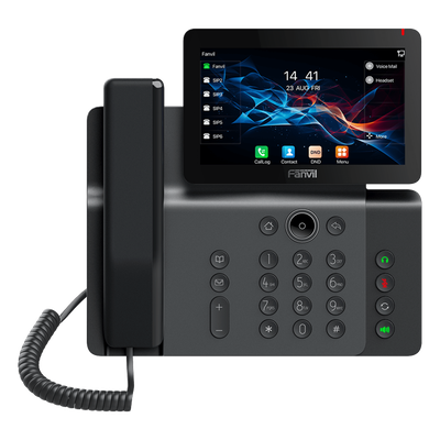Teléfono IP Empresarial / Pantalla Táctil 7\" / Wi-Fi 6 / Bluetooth 5.4 / 20 Líneas SIP / Cámara 1080p / PoE / Material Antibacterial