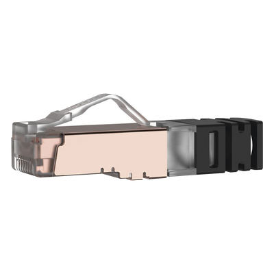 Plug RJ45 Cat6A Blindado, Para Cable Calibre 23-24 AWG, Chapado en Oro de 50 Micras, Paquete de 100 Piezas