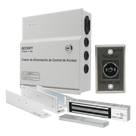 Kit de Control de Acceso / Fuente 12 VCD 5A / Chapa Magnética 600 lbs / Botón Sin Contacto / Montajes L y Z / Batería de Respaldo Opcional