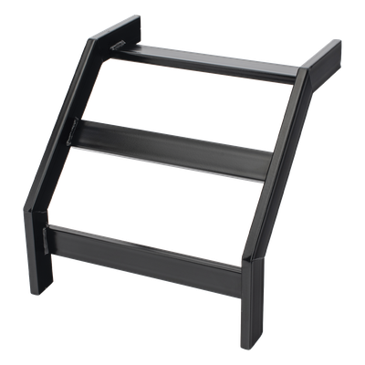 Curva Vertical Exterior de 90° para Escalera Tubular de 1.5\" de Peralte y 12\" de Ancho, Acabado con Pintura Epóxica Color Negro, Incluye Coples y Tornillería