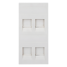 Placa Plana de Voz y Datos con Guardapolvo / 4 Puertos Keystone / Color Blanco / 108 x 52 mm / 5 mm Profundidad / Compatible Cajas Pavimento