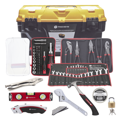 Juego de Herramientas Multitareas / Caja 44x26x23 cm / 24 Llaves Combinadas / Martillo 16 oz / 65 Puntas Intercambiables