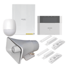 Kit Panel de Alarma Híbrido / 64 Zonas Cableadas e Inalámbricas / Teclado LCD con Lector de Tags / Sirena 120 dB IP65 / PIR 18 m Inmunidad Mascotas 10 kg