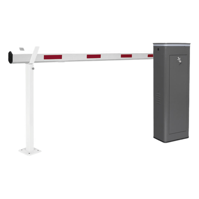 Kit de Barrera Vehicular Izquierda y Brazo Telescópico de Hasta 5.5 m / Finales de Carrera Ajustables por Programación / Movimiento Fluido / Diseño Elegante Color Gris / Con Corona Led Semaforizada