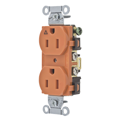 Contacto Dúplex Conexión a Tierra Aislada/ 15A 125V/ 2 polos 3 Hilos/ Nema 5-15R /Grado Comercial/ Color Naranja.