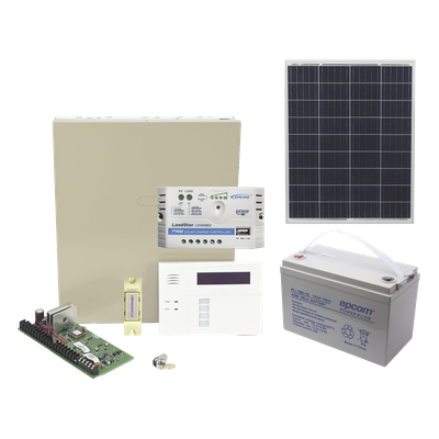 Kit Panel de Alarma Solar / 85W / 48 Zonas / Batería 100Ah / Teclado Alfanumérico con RF / Botón de Pánico