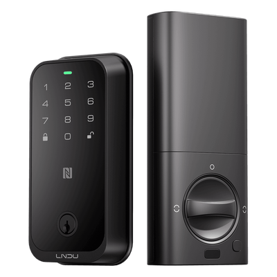 Cerradura Inteligente con Huella Digital LNDU HK01W / WiFi Integrado / Compatible Apple HomeKit / Teclado Táctil / 8 Baterías AA / Escaneo iPhone-Apple Watch-Fob / Bloqueo Manual y Automático / Ext
