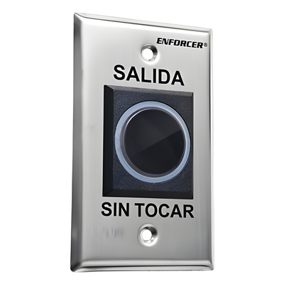 Botón de Salida sin Contacto / Sensor IR / Iluminado / Normalmente Abierto y Cerrado / Distancia Ajustable de Detección /  Rele Ajustable de 0.5 a 30 Segundos / Uso Interior