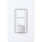 Apagador doble con sensor de ocupación Maestro para dos circuitos independientes, 6 A de iluminación por circuito a 120-277 V y ventilador a 120 V, unipolar, blanco