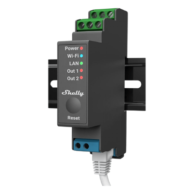 Relevador Inteligente / 2 Canales / 16A por Canal / Wi-Fi, Bluetooth y Ethernet / Montaje en Riel DIN / Control Local y Remoto