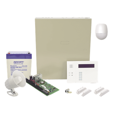 Kit de panel de alarma con detector de movimiento, dos contactos magnéticos y sirena cableados