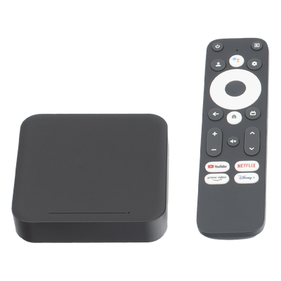 STB 4K Android con Google TV / Alto Rendimiento / Conexión Wi-Fi y por Cable / Control Remoto Bluetooth / Salida HDMI