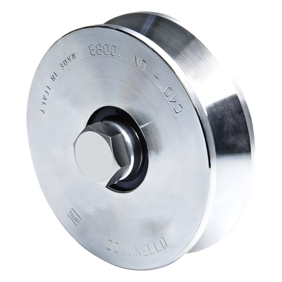 Rueda de 10 cm SIN Soporte Para Puertas Corredizas de Hasta 425 Kg / Canal Tipo \"V\"