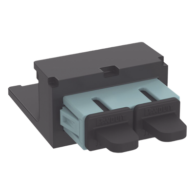 Módulo Acoplador SC Duplex, para Fibra Óptica Multimodo OM3/OM4, Tipo Mini-Com, Color Aqua