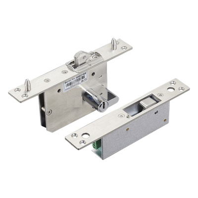 Cerradura eléctrica para puertas corredizas tipo gancho / apertura con llave ambos lados / Abierto en caso de falla/ IP65