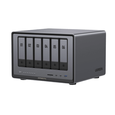 NAS UGREEN NASync DXP6800 Pro / Intel Core i5-1235U 10 Núcleos / 6 Bahías SATA + 2 M.2 NVMe / 2 Puertos Thunderbolt 4 / 2 Puertos 10GbE / 8K HDMI / PCIe 4.0 x4 / DDR5 Hasta 64GB / Compatibilidad Mu