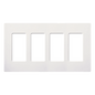 Placa de pared de 4 espacios sin tornillos, acabado satinado color Snow, para atenuadores e interruptores Maestro, Diva, Skylark y controles Pico